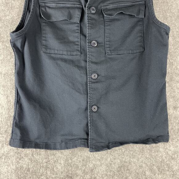 Produkt Jacket Vest Mens Large Blue Twill Cotton Button Hipster Utility Stretch - Picture 3 of 12
